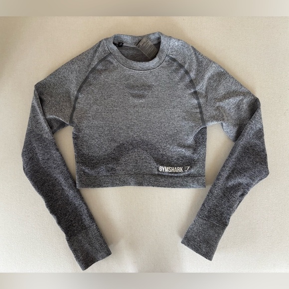 Gymshark Tops - GYMSHARK Flex long sleeve crop top grey S small athletic
